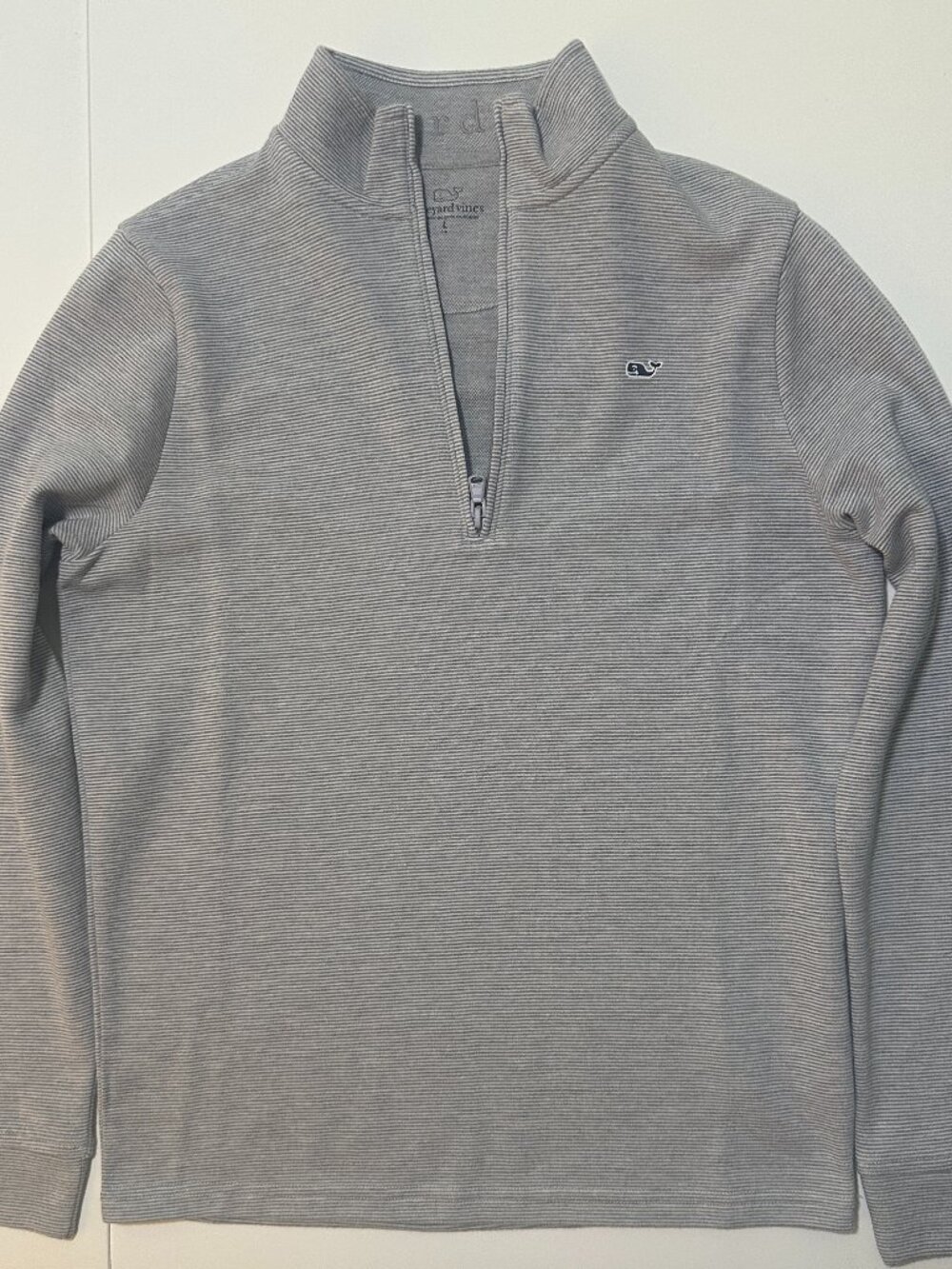 Vineyard Vines Boys Quarter Zip Shep Shirt Grey Stripe Youth L (16)